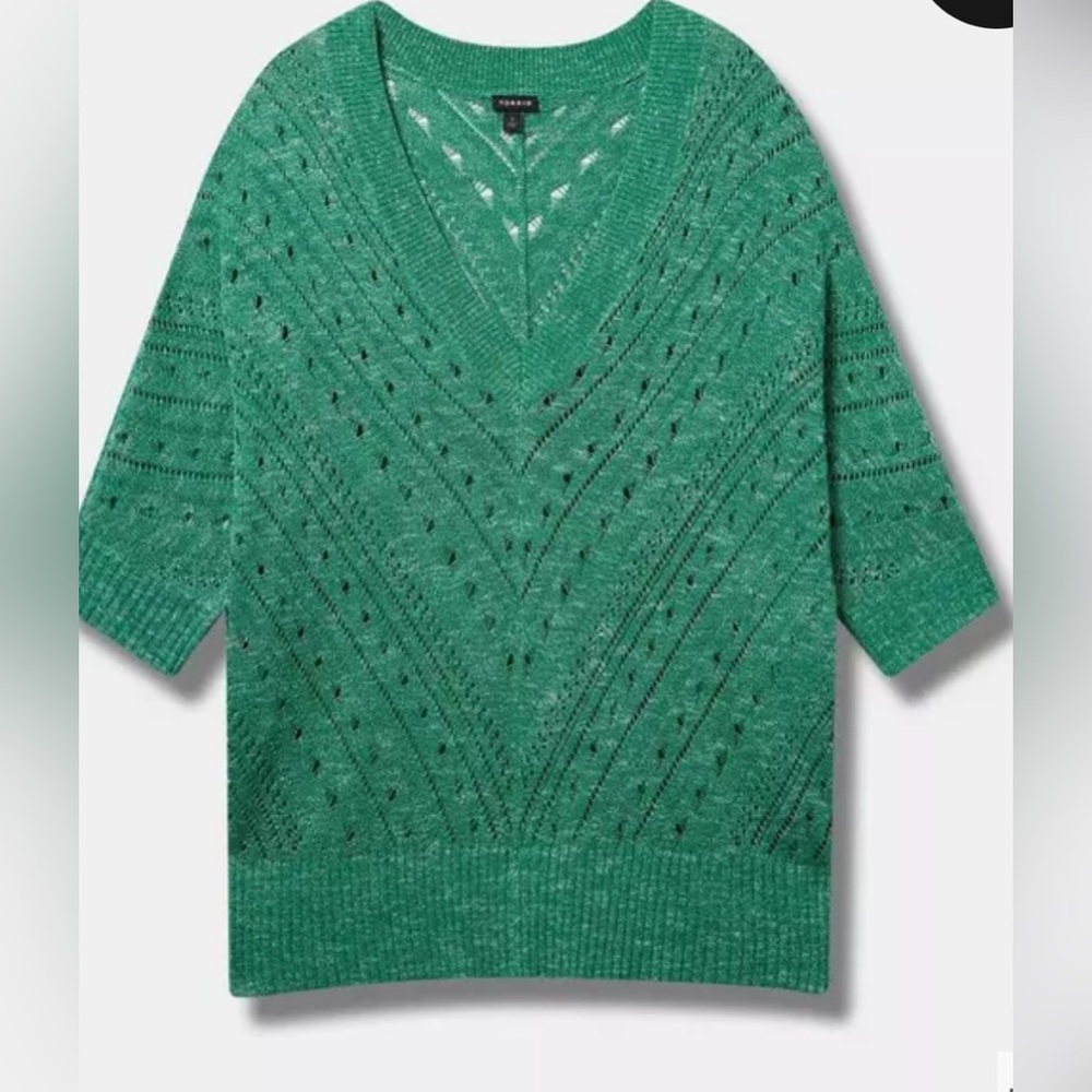 EUC - Torrid Green Pointelle Dolman Sweater Size 3 (22/24)
